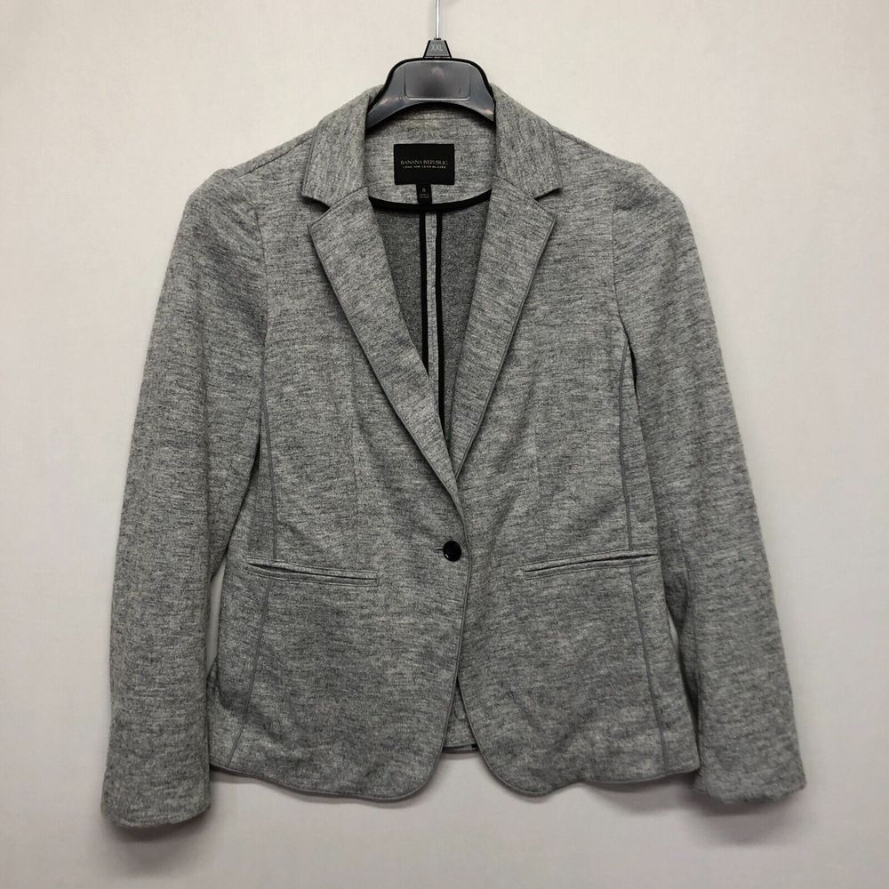 Banana Republic Women Long and Lean Knit Blazer Jacket Size 8 Gray M127 -12